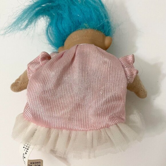 Vtg 1992 Russ Troll Doll Blue Hair Open Bag Stomach Fillable Gift Toy Set 6 Inch - Picture 13 of 16